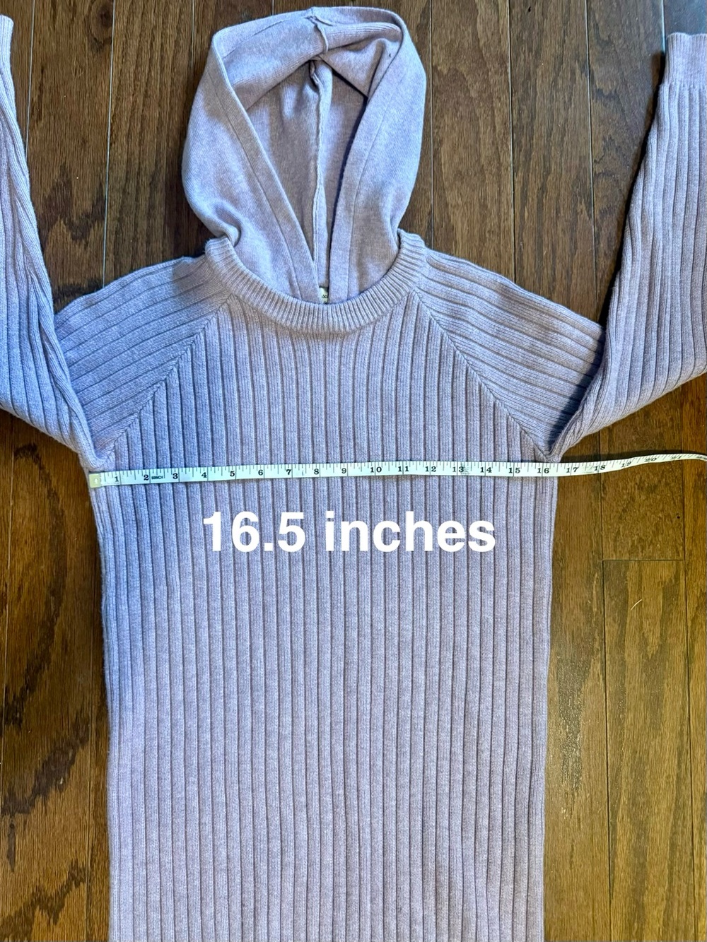 Anthropologie Ribbed Long-Sleeve Sweater Dress light purple hooded size small - Picture 6 of 8
